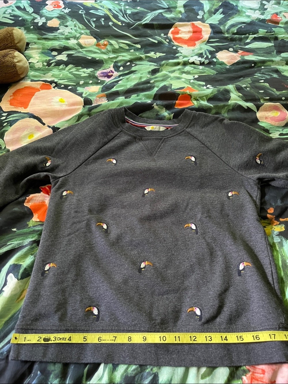 Boden Toucan Gray Cotton Sweatershirt - Picture 8 of 15